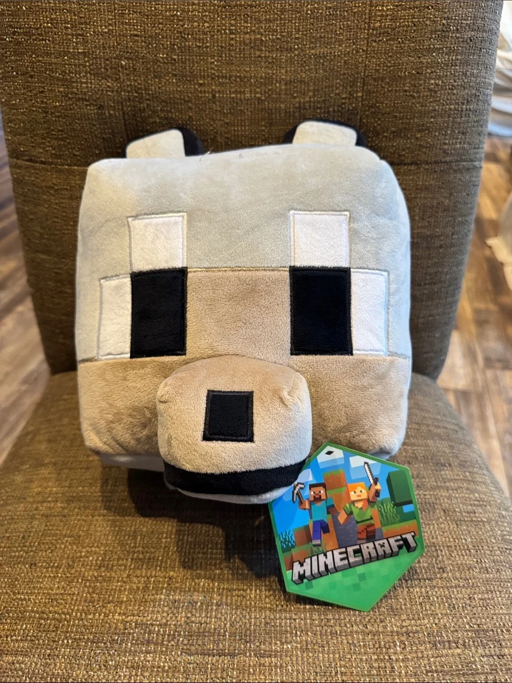 Minecraft wolf plush backpack NWT